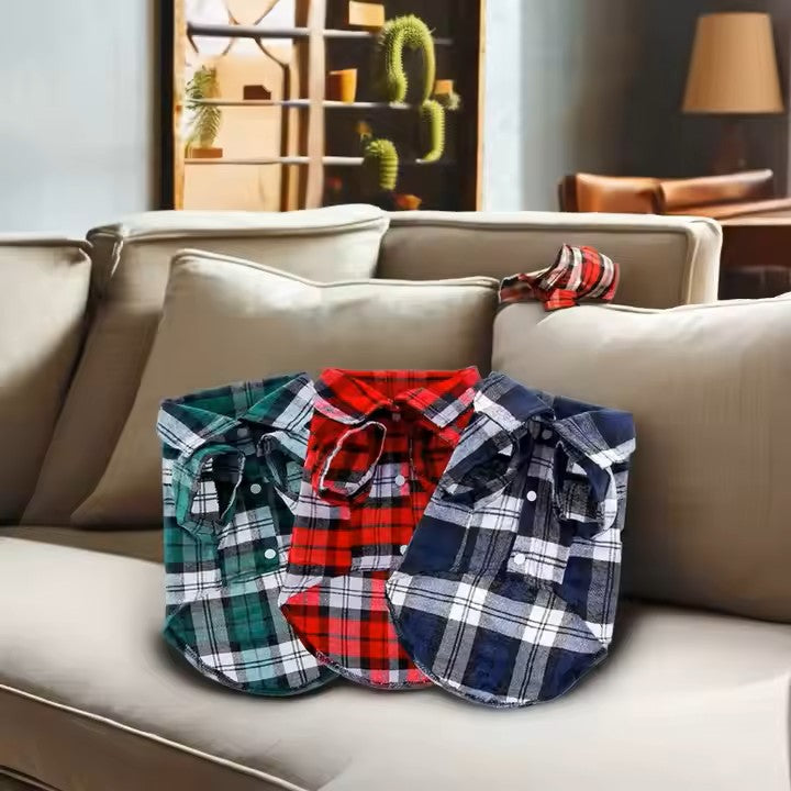 Super Cute Cotton Plaid Dog Shirts