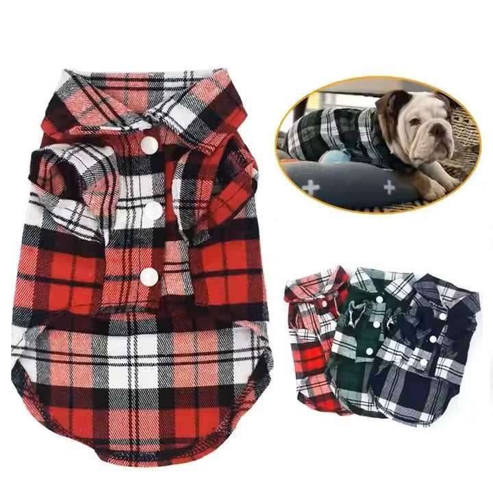 Super Cute Cotton Plaid Dog Shirts