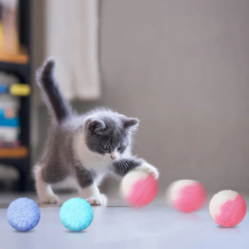 Durable Natural Polyester Cat Toy Pom Pom Balls